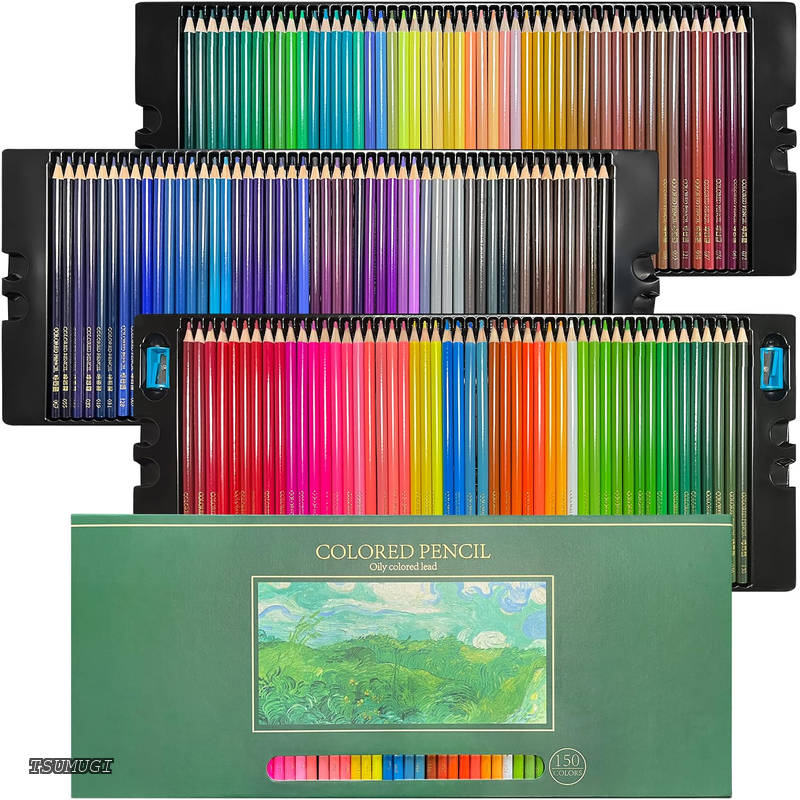 【送料無料】【送料無料】150色 子供と大人の塗り絵 用色鉛筆セット プロ 柔らかい芯 いろえんぴつ プレゼント 鉛筆削り付き