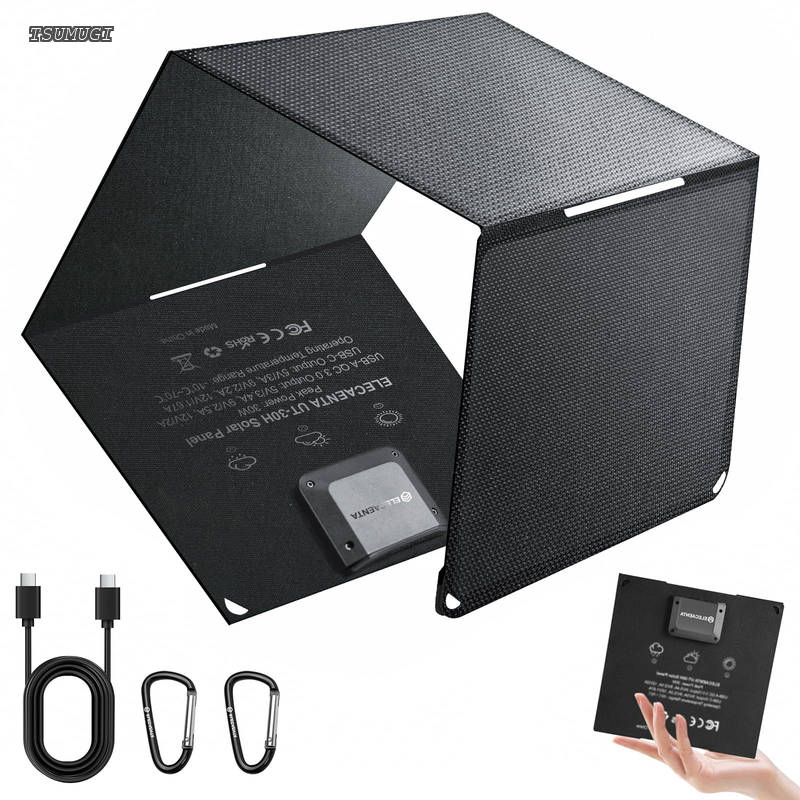 【送料無料】30W ソーラーパネル 変換効率25.4% 次世代HPBCセル PD18W/QC3.0急速充電 ETFE IP68防水 薄型 超軽量0.5KG 折りたたみ式 逆流防止 オートリトライト ソーラー充電器 スマホ充電器 キャンプ/防災/登山/車中泊 iPhone/Android対応