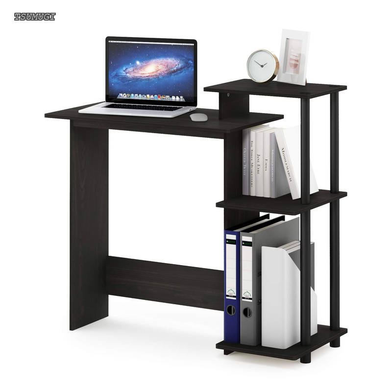 (Furinno) Efficient イフィシント ノートパソコン用デスク エスプレッソ/ブラック スクエアシェルフ付き 幅101×奥行40×高さ85cm  11192EX/BK