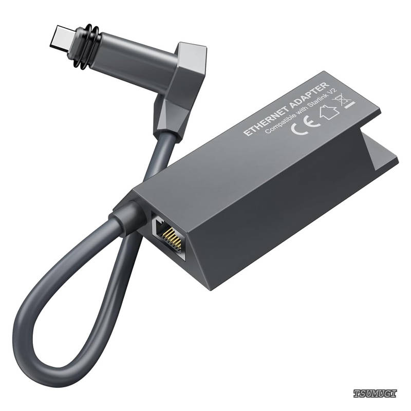 V2 Ethernetアダプター Standard Actuated（Gen2）/ High Performance（Gen1/Gen2）対応 有線LAN 1Gbps対応 スターリンク長方形標準ムーブ?スターリンク高性能フラットキットV1/V2イーサネット有線接続 wifi V2 RJ45 Starlink Ethernet Adapte
