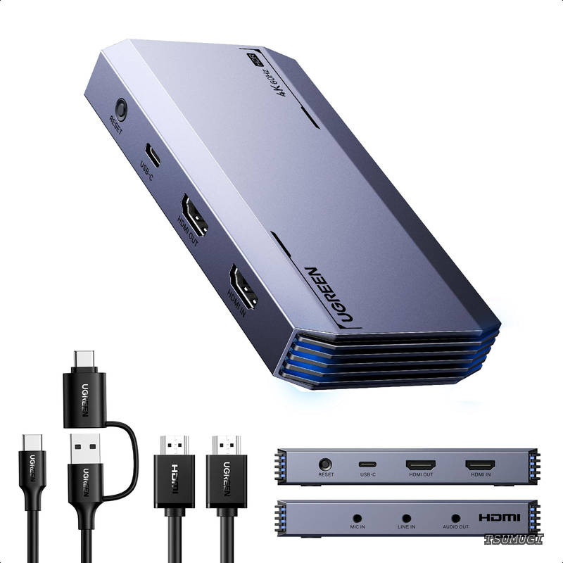 4K@60Hz HDMI キャプチャーボード パススルー機能 1080P@240Hz HDR VRR USB3.1 Gen1 5Gbps超低遅延 高速転送 ゲーム実況生配信 会議 ライブ配信 録画 画面共有 Switch PS5/PS4 Xbox Wiiu対応 Windows、MacOS、linux、Android 5.0以上に適用