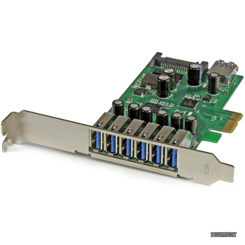 7ポートUSB 3.0増設PCIeカード USB 3.0拡張PCIe x1接続ボード(外部6ポート/内部1ポート) ロープロファイル規格にも対応 PEXUSB3S7
