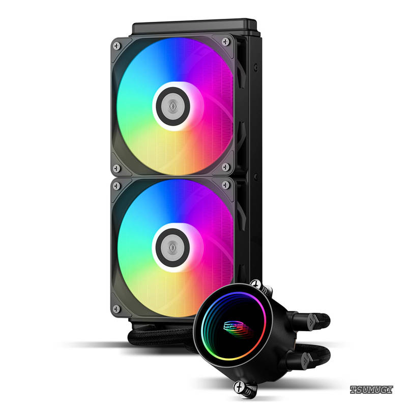 [무료 배송] CPS DA240 ARGB AIO 리퀴드 쿨러 240mm CPU 쿨러 듀얼 ARGB 팬 포함 고성능 3000RPM 펌프 속도 효율적인 240mm AIO 쿨러 PC 게임용 블랙