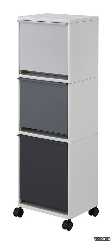 【送料無料】ゴミ箱 分別 ワイド 3段 縦型 おしゃれ キッチン ふた付き 3分別 大容量 ワゴン キャスター ダストボックス リビング ごみ箱 タオルラック 隙間収納 新生活 資源 ゴミ 黒 ブラック グレー 分別 ワゴン 3段 ワイド 43L EC ASVEL