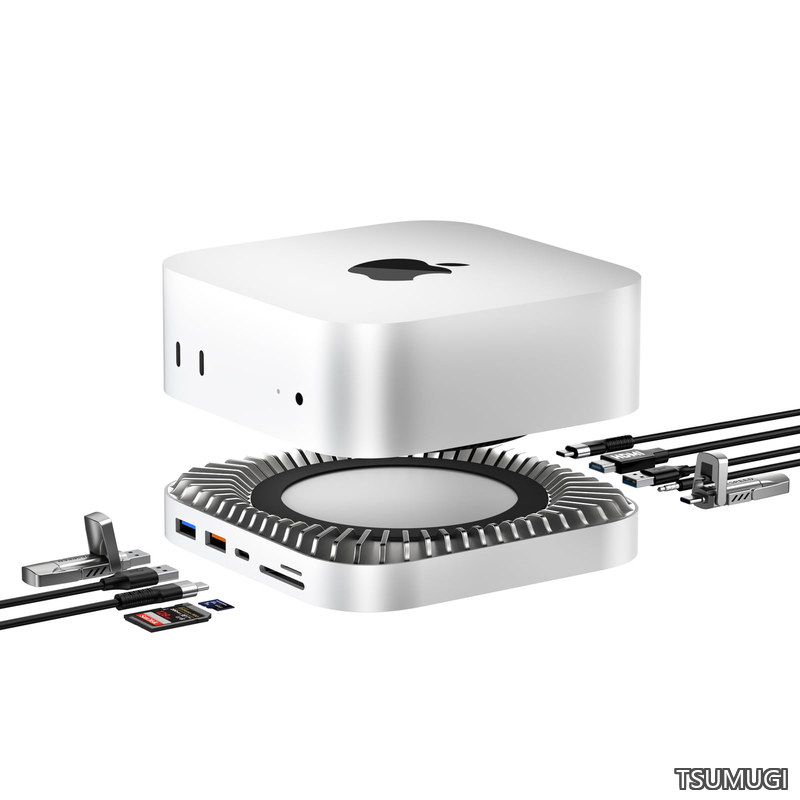 【送料無料】Mini M4 対応ハブ RayCue USB-Cハブ 10-in-1 -NVMe SSD拡張機能搭載 HDMI 4K 60Hz USB-Cデータポート Micro/SDカードスロット USB-A(10/5Gbps) ヘッドホンジャックポート 2024年Mac Mini M4/M4 pro用