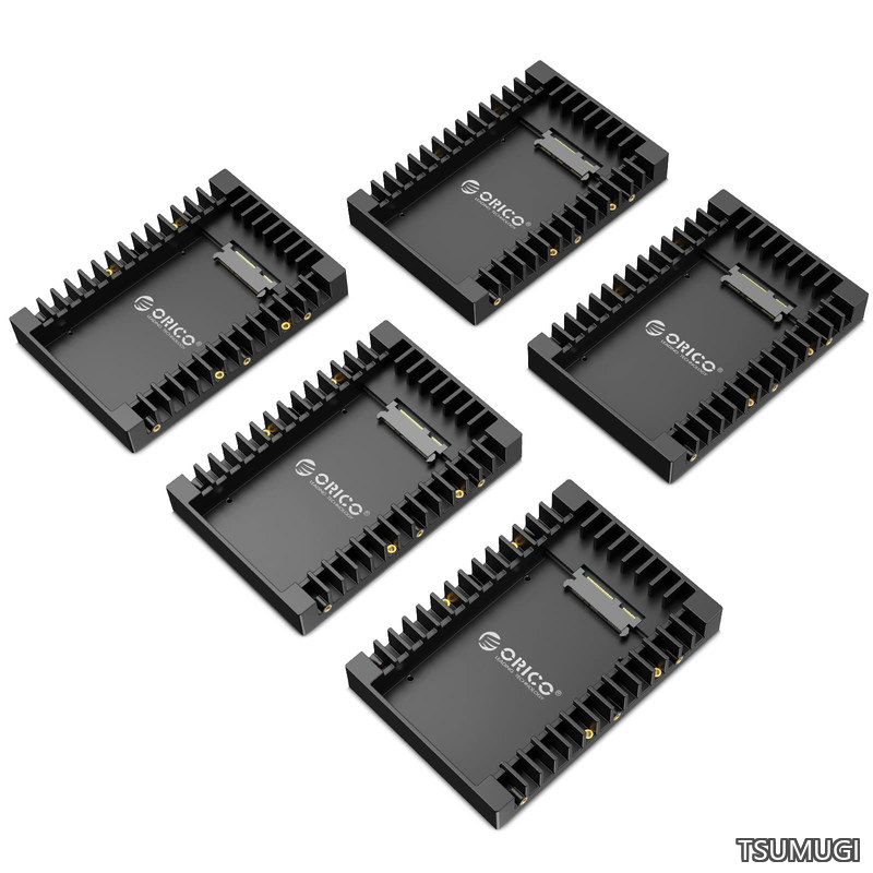 [무료 배송] 2.5 -> 3.5 변환 2.5 인치 HDD / SSD 변환 마운터 SATA 인터페이스 내장 HDD 케이스 3.5 인치 변환 브래킷 나사 포함 블랙 1125SS-5PCS