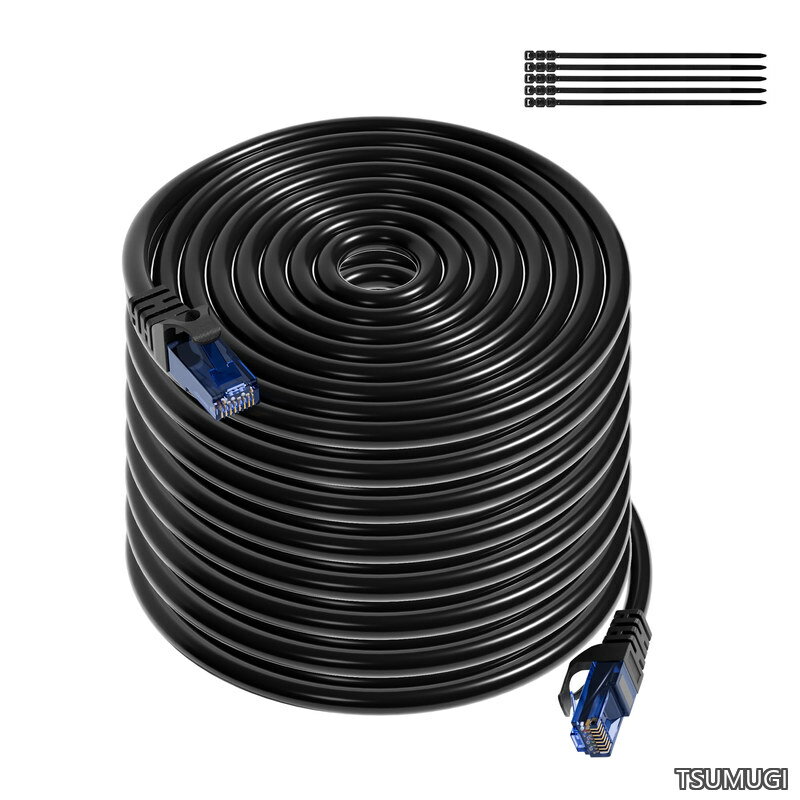 【送料無料】25M CAT6 イーサネットケーブル 屋外用 2重被覆 インターネットケーブル ロング 高速ギガビットランコード 1.0Gbps/250MHz カテゴリ6ネットワーク接続線 UTP 屋外lan配線 難燃性/耐候性/抗UV/防水/直接埋葬 家庭/業務用 長い