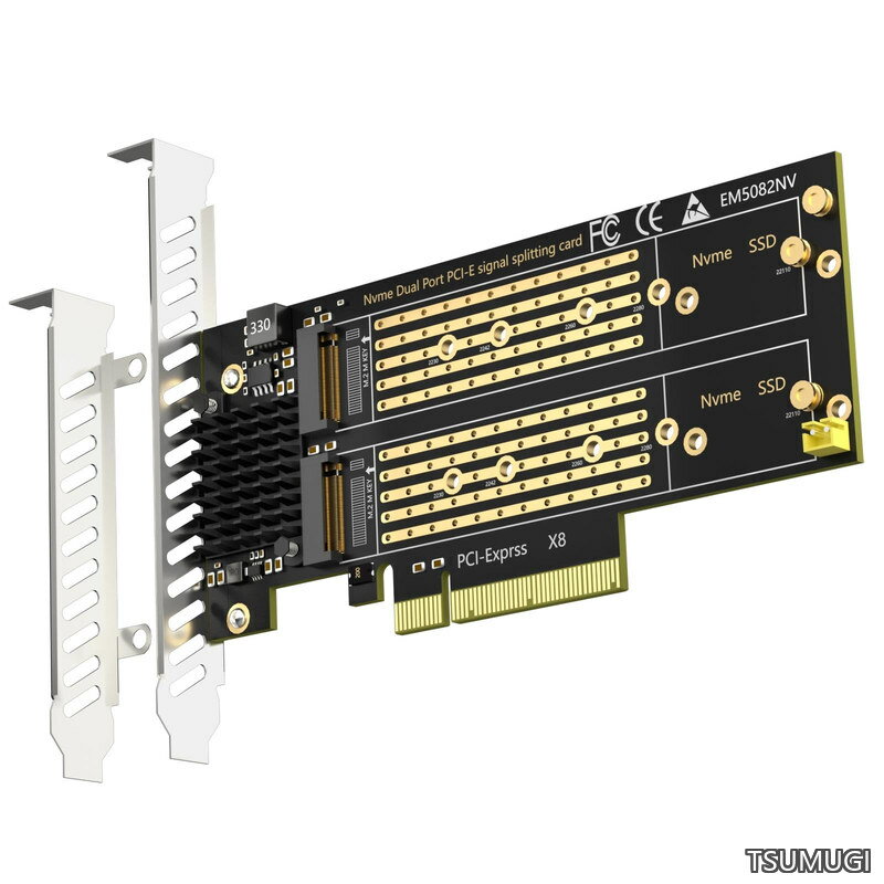 【送料無料】PA21 2 枚 M.2 PCIe 4.0 変換アダプタ（2 枚 NVMe SSD 対応）M.2 NVMe RAID 対応 PCIe 分岐機能非対応