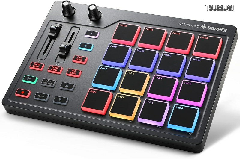 MIDIコントローラー 16パッド USB Type-c 音楽制作 バックライト付き 日本語取扱説明書 STARRYPAD