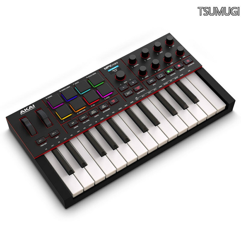 【送料無料】Professional MPK Mini IV USB-C MIDIキーボードコントローラー 初心者や音楽プロデューサー向け ? MPCドラムパッド 360°ノブ ピッチ＆モジュレーションホイール搭載 レッスンと1000以上のサウンドを収録した音楽制作ソフトウェア