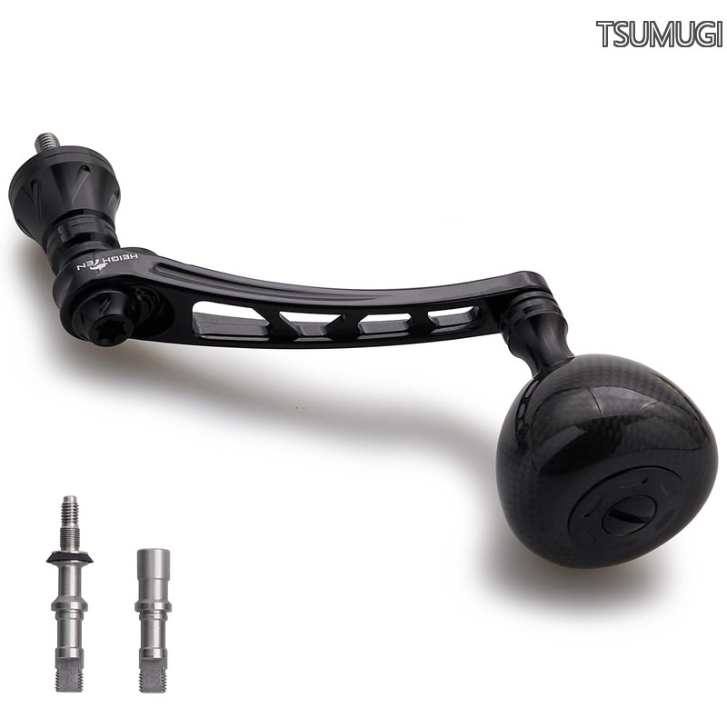 65-70mm可変 リール ハンドル 36mm カーボン製 ノブ搭載 シマノ(Shimano) ダイワ(Daiwa) 通用 スピニングリール 用 Carbon Drum Series (ブラック) (1173)