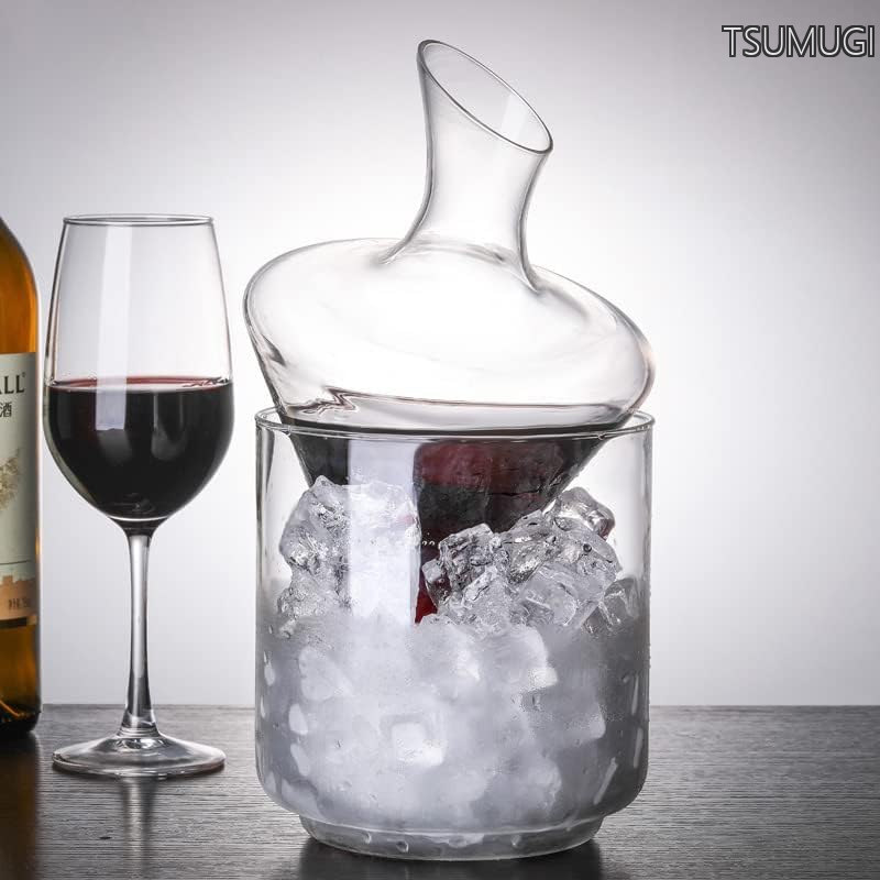 【送料無料】ワインデカンタ、デキャンタ、冷酒器、氷のバケツ 耐熱、耐寒性、高ホウ素シリカガラス材料、無毒、無味、アイスバケットスタイルのウェイクアップワインポット付き、徳利セット、和酒徳利セット、酒器セット、温かいお酒の器具 tsumugi33-10023301 つむぎハウス サンプル画像2