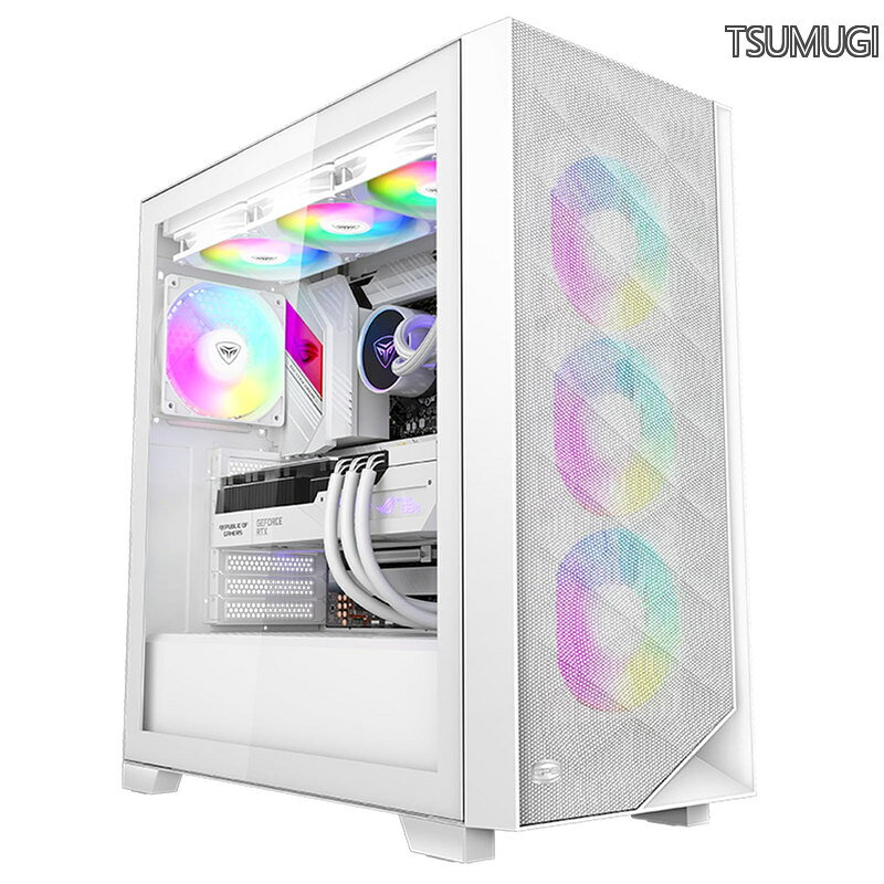 【送料無料】CPS C3D510 ARGB PCケース ATXミドルタワー 白非常に通気性の高い メッシュメタルフロントパネル エアフローE-ATX/M-ATX/ITX ミドルタワーPCケース 3つのARGBファンを搭載 最大 390mmのGPU長さをサポー CPU冷却器高さ制限170mm，360mm 280mm 240mm ラジエータ