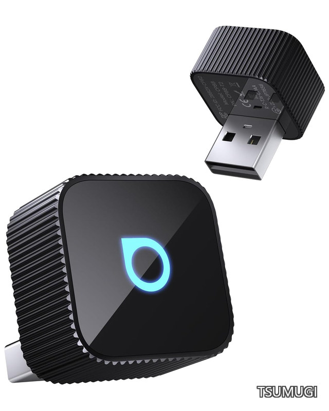 mini slim Ottocast ミニスリム CarPlay & Android Auto ワイヤレスアダプター USB-A対応 アンドロイドオート カープレイ自動接続 ハンズフリー通話 音楽再生 5GHz Wi-Fi対応 超小型 車載 スマートフォン接続 (ブラック)