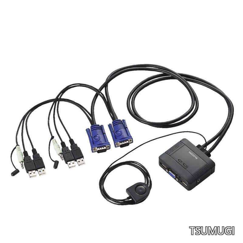【送料無料】KVMスイッチ USB VGA スピーカー 手元スイッチ 2台 オーディオ切替 KVM-KUS
