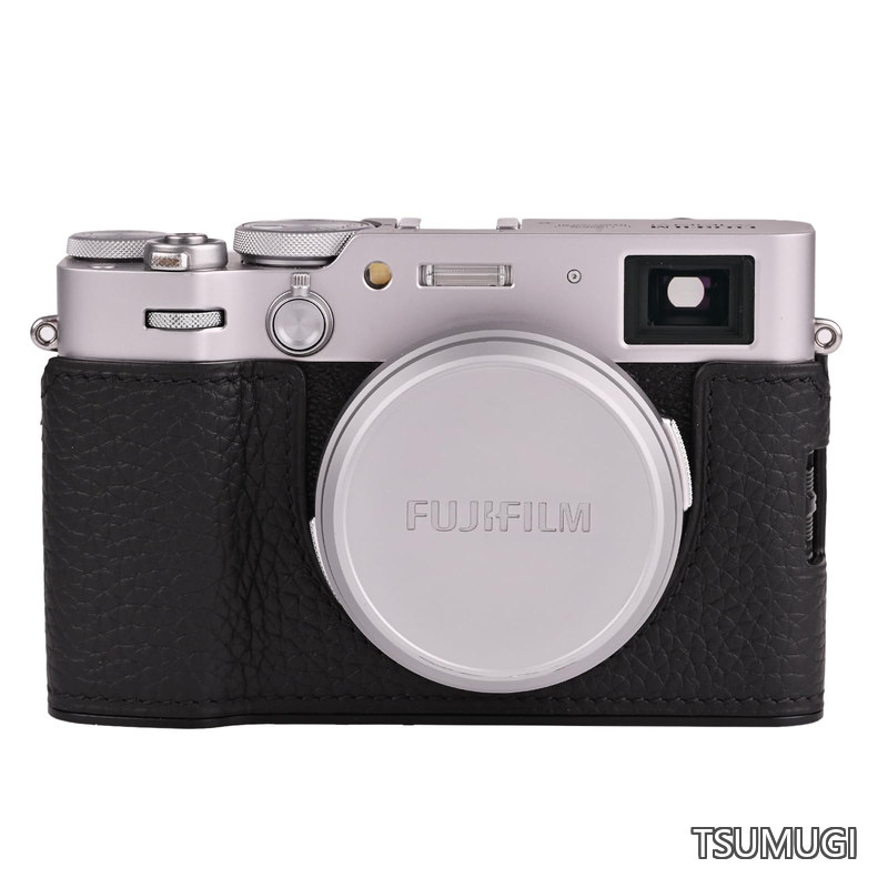 【送料無料】handmade 対応 FUJIFILM Fuji 富士 X100VI 専用 カメラケース カメラカバー カメラバッグ 本革 頭層牛革本体+メタルベースプレート (Black)