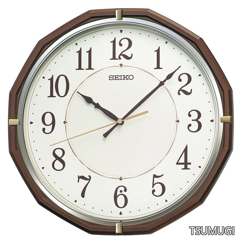 【送料無料】Clock) 掛け時計 電波 アナログ 茶メタリック 305×305×47mm KX274B