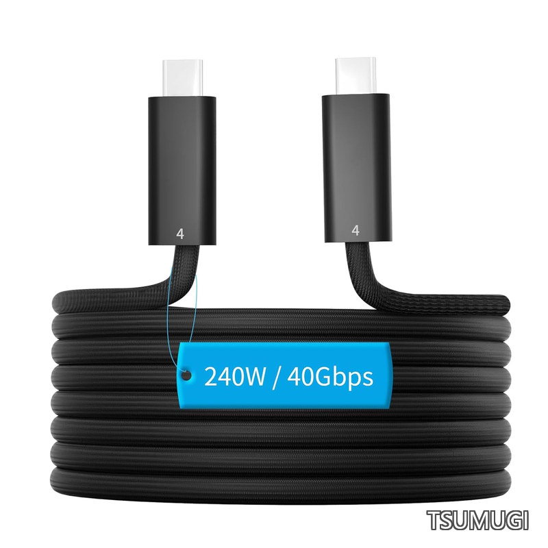 同軸Type-Cケーブル (3メートル、2個セット) type-c to usb-c coaxial cable PD急速充電 8K@60Hz映像出力 e-marker内蔵ケーブル ナイロン編み タイプC機種対応 Studio DisplayおよびPro Display XDRディスプレイ対応 Cosmic3C HIUSB4-30