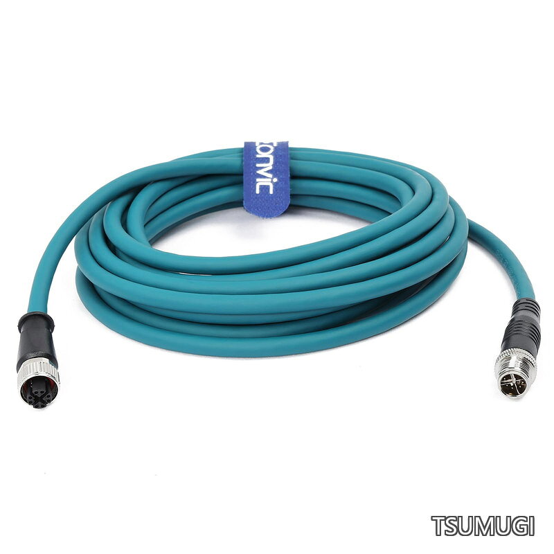 オス-メス イーサネットケーブル X-Code Cat7e ハイフレックス シールド 防水 産業用ギガビットイーサネットネットワークケーブル（Cognex産業用カメラ用）（5m）