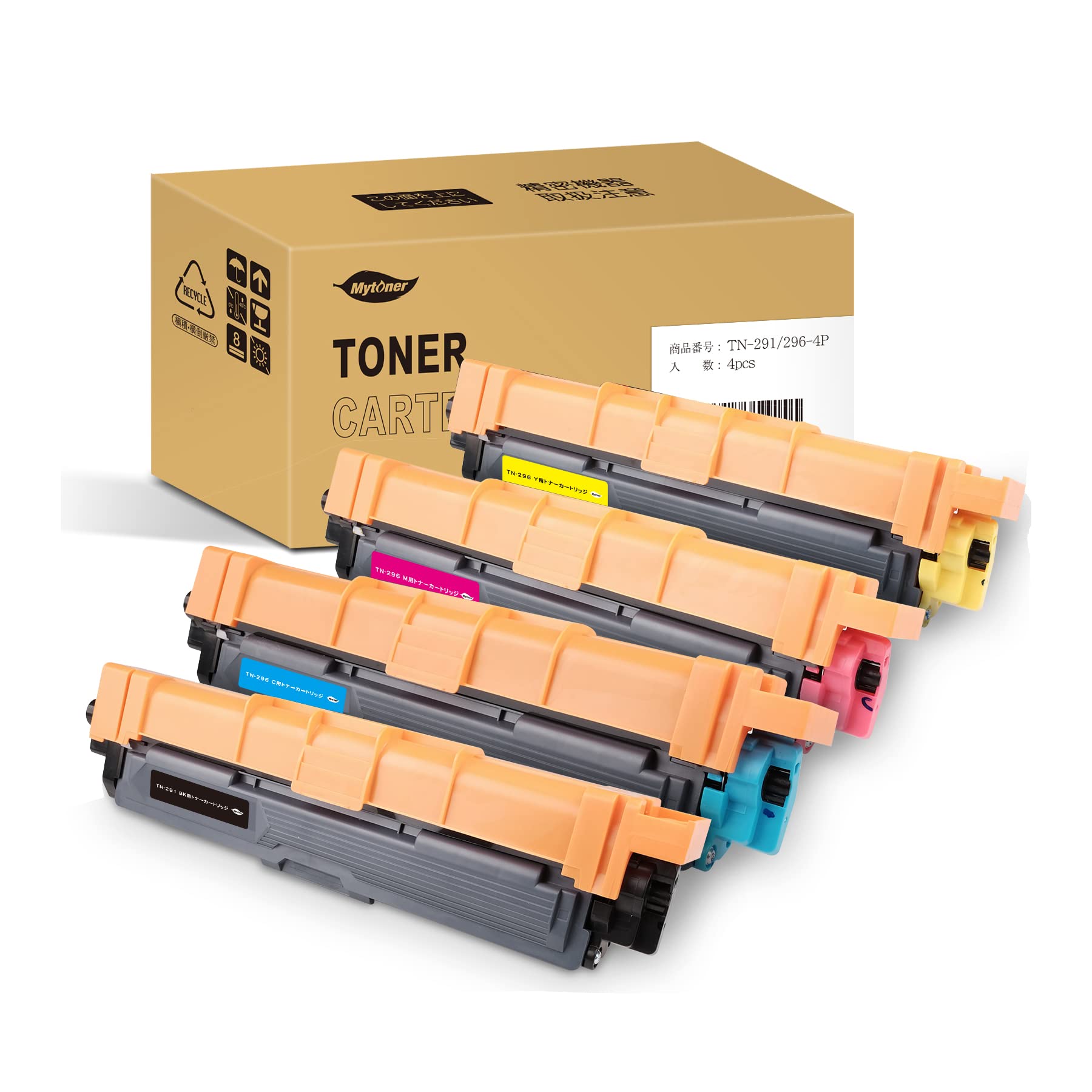 Mytoner ブラザー 互換 TN-291 TN-296 4色セット トナーカートリッジ TN-291(BK)/TN-296(C/M/Y )