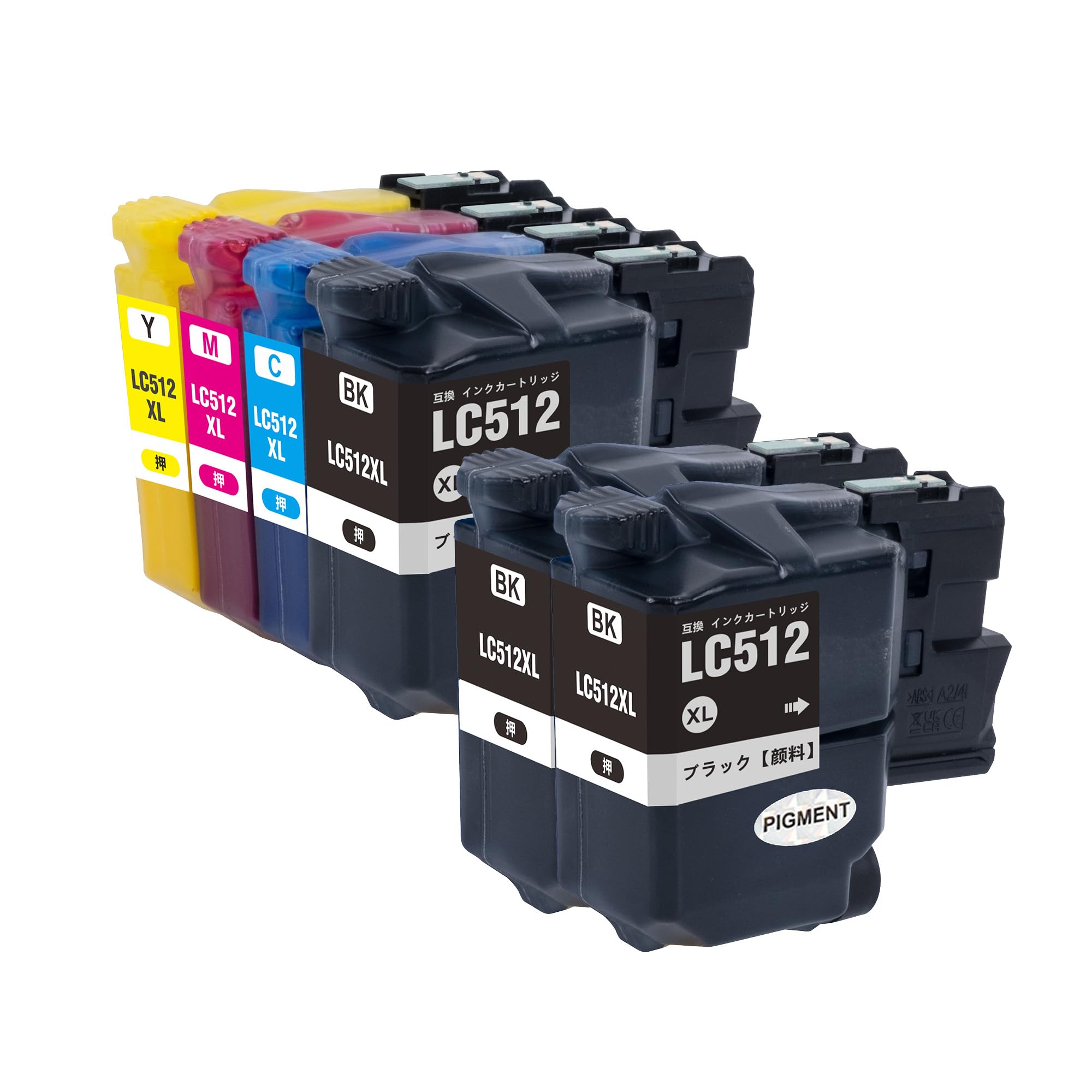 【送料無料】4色セット +黒2本 顔料 【大容量】 お得な6個セット ブラザー Brother 対応 LC512 互換インク 純正 と併用可能 ICチップ付 残量表示機能付 プリンター用 ISO9001認証工場 MFC-J7310CDW MFC-J7210CDW MFC-J7110CDW DCP-J7205CDW インク (LC512-4PK LC512XL) tsumugi33-10071102 つむぎハウス パッケージ画像