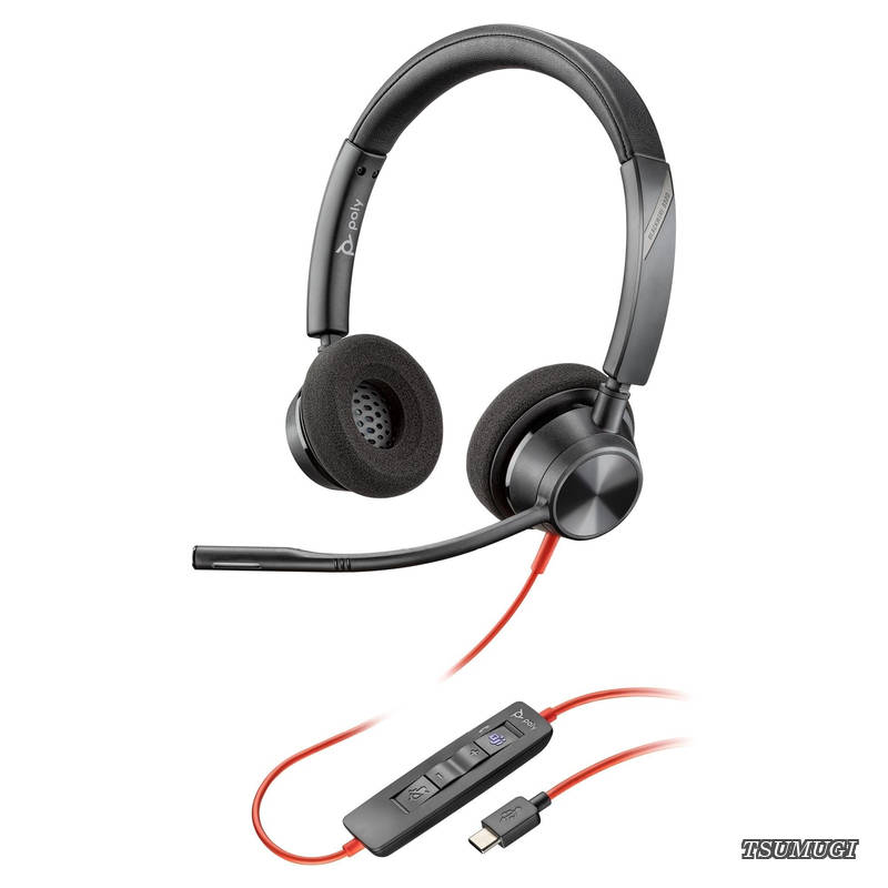 有線ヘッドセット Blackwire 3320 (国内正規品) USB-C 接続 マイクロソフト認定 ノイズキャンセリング マイク付き 軽量  windows mac Chrome Web会議用 イヤホン マイク (旧 Plantronics プラントロニクス Polycom ポリ