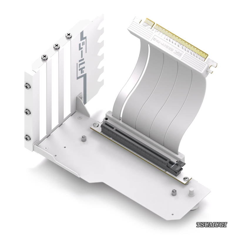 【送料無料】シールド シリーズ 新しい 垂直 PCIe4.0 GPUブラケット 垂直グラフィックカードホルダー PCIe 4.0 X16 Gen4 フルオープン PCIe スロットにのみ互換性あり ライザーケーブル付き 90度直角11.5cm/4.52 インチ - 白