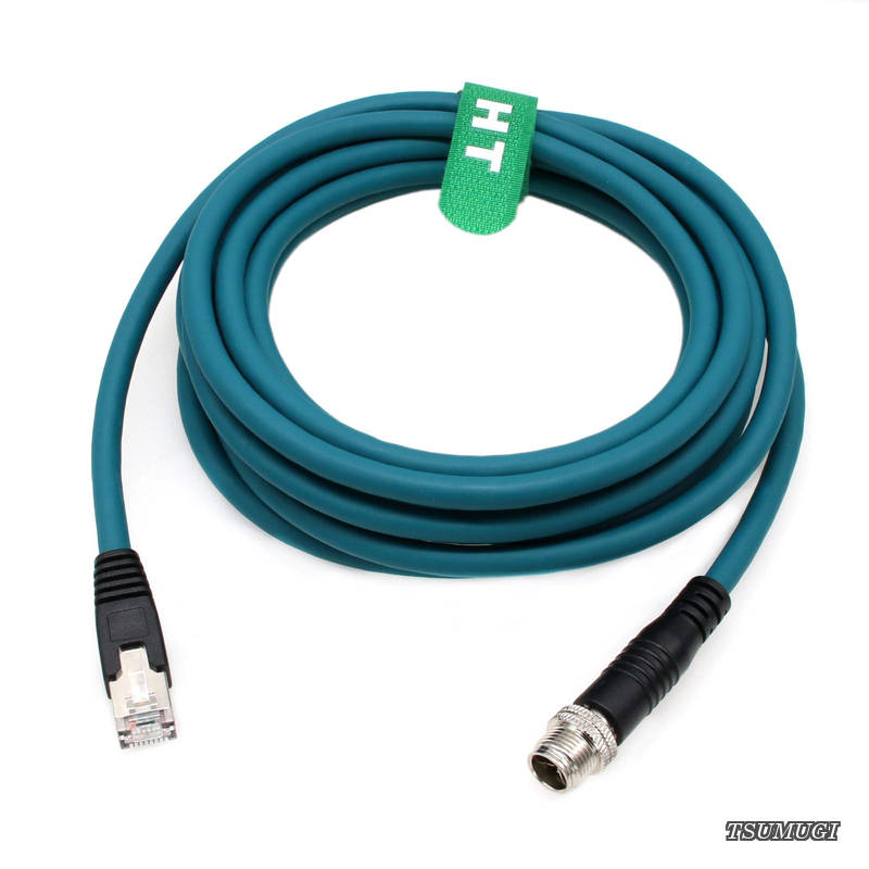 12 イーサネット 8 Pin X-coded Basler Cognex Keyence SICK用 のカメラ センサーの高速ネットワーク スイッチ 2 メートルのための RJ45 CAT7e GigE ケーブル符号化しました 2m