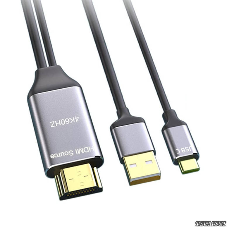 リバーシブル HDMI 1.4 ソース - USB 3.1 Type C USB-C ディスプレイ オス 4K HDTV ケーブル ノートパソコンモニター用 1.8m