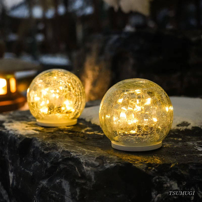 翌朝まで点灯!! GWSOLAR Smart Lighting ソーラーライト ガラスボール 12cm2個組 電球色 明るさ15ルーメン 自動点灯消灯 置き 地中埋込 簡単設置 GWソーラー 型番: GW-DO316/WW-12(2P/S)