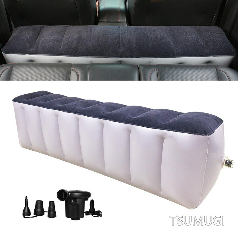 樂天商城 - 【送料無料】後部座席 エアーベッド 車載 隙間埋め スペースクッション(高さ40cm 幅29cm 長さ130cm) 中央に凹みがない カー用品 車中泊ベッド 旅行用 キャンプ用品 快適空間 仮眠 犬 ドライブベッド(濃紺 高さ40CM+12V 電動エアーポンプ)