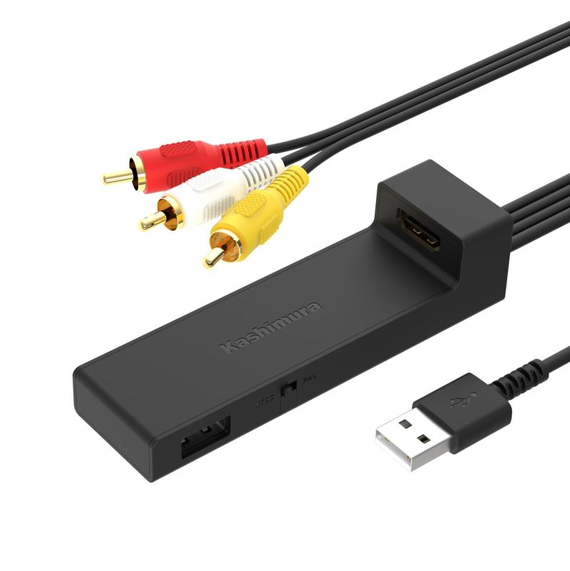 カシムラ HDMI/変換ケーブル USB1ポート fire tv stick対応 HDMIをに変換してカーナビで観れる映像コンバーター KD-232ビデオ入力に対応したカーナビで、社製fire tv stickが観れるUSBポート付で、ストリーミングデバイスの電源を取れます。ストリーミングデバイスの電源接続用にmicroUSBケーブル (10cm) 付属。NTSC/PAL映像切り替えスイッチ付で、様々なモニターに対応。コンパクト設計、配線集約で、車内への設置がスッキリ。