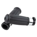 キジマ(Kijima) バイクパーツ グリップ レトロ スロットルパイプ付 137mm 42mm 非貫通タイプ 1インチハンドル 汎用 D-04767