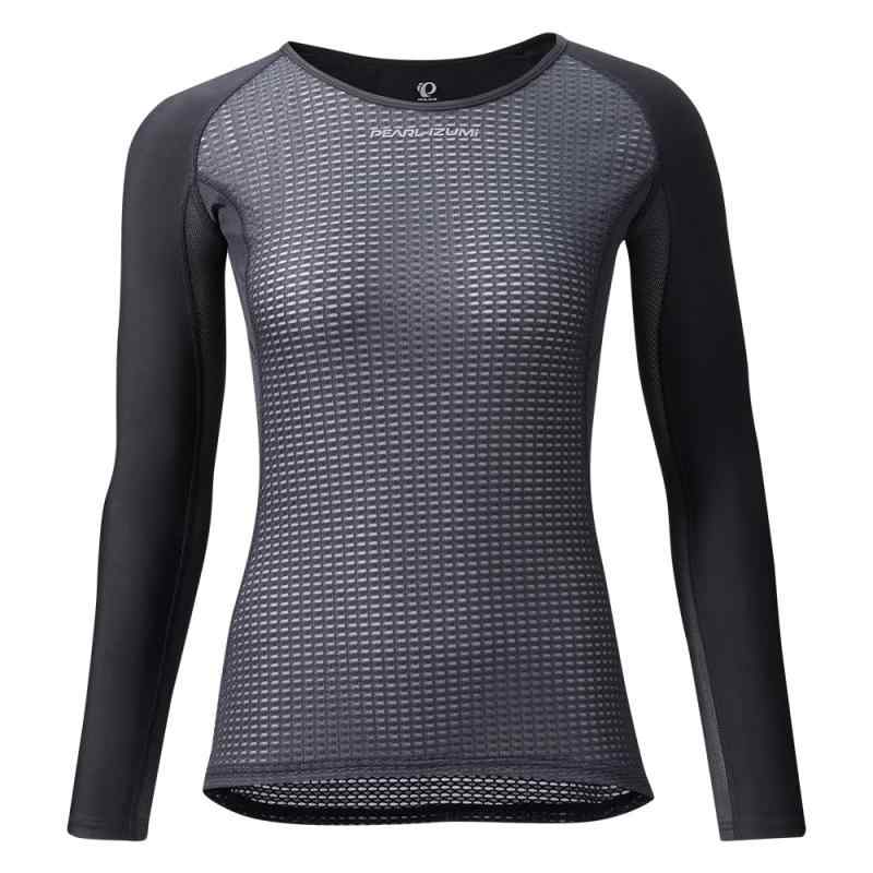 PEARL IZUMI(パールイズミ) サイクルウエア W110 コールド シェイド ロングスリーブ カラー:涼しく、日焼けしにくい素材「コールドシェイド」採用直接日差しの当たらないヒジ側は涼しいメッシュ仕様首元からのぞかないラウンドネックで普段着でも活躍　UV・熱反射機能は袖部分のみとなります。サイズ:Mカラー:3 ブラック
