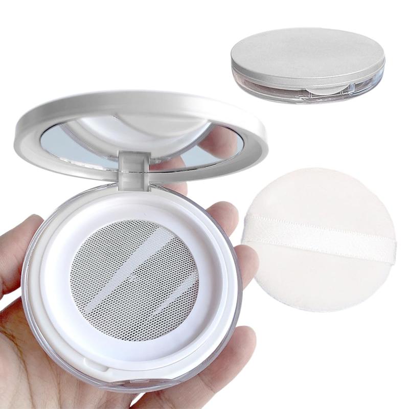 5g 超薄型 パウダーケース 鏡付き ルースパウダー ケース 詰替え容器 スポンジパフ付き メイク用パフボクス 小分け容器 コンパクト 旅行携帯便利