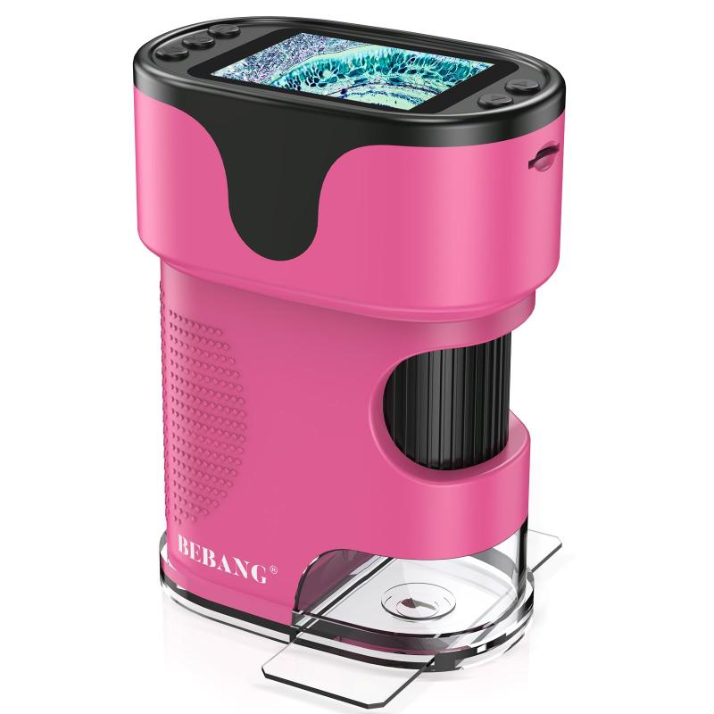 顕微鏡小学生子供用 - 1000倍 4K 2.0インチ画面 充電式 ミニポケットデジタル顕微鏡 スライドキット付き 携帯型 教育ギフト 4-12歳の子供・学生向け、EVA収納盒付き の商品画像