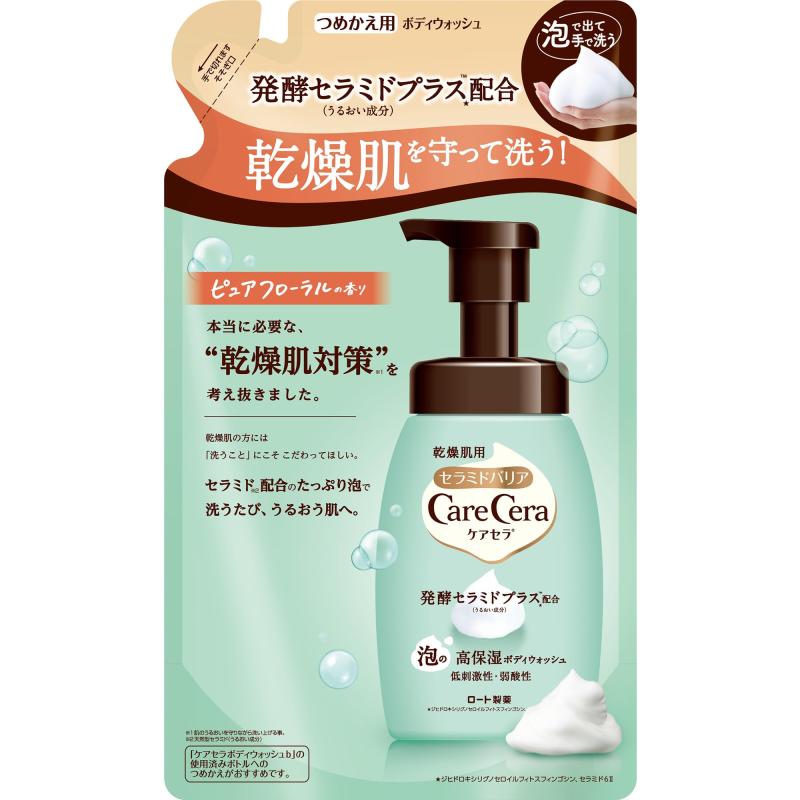 ケアセラ(CareCera) 泡の高保湿ボディウォッシュ つめかえ用 ボディソープ ピュアフローラルの香り 385ml(10% 増量)