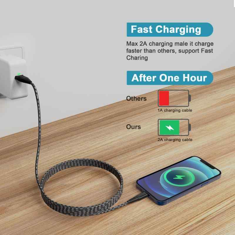 iPhone 充電ケーブルMFi認証6M 急速 ライトニングケーブル lightningケーブル 高耐久編組ナイロン アイフォン 充電ケーブル データ転送 柔軟性 iPhone 14/13/12/11/XS/X/8/7/6s 各種対応