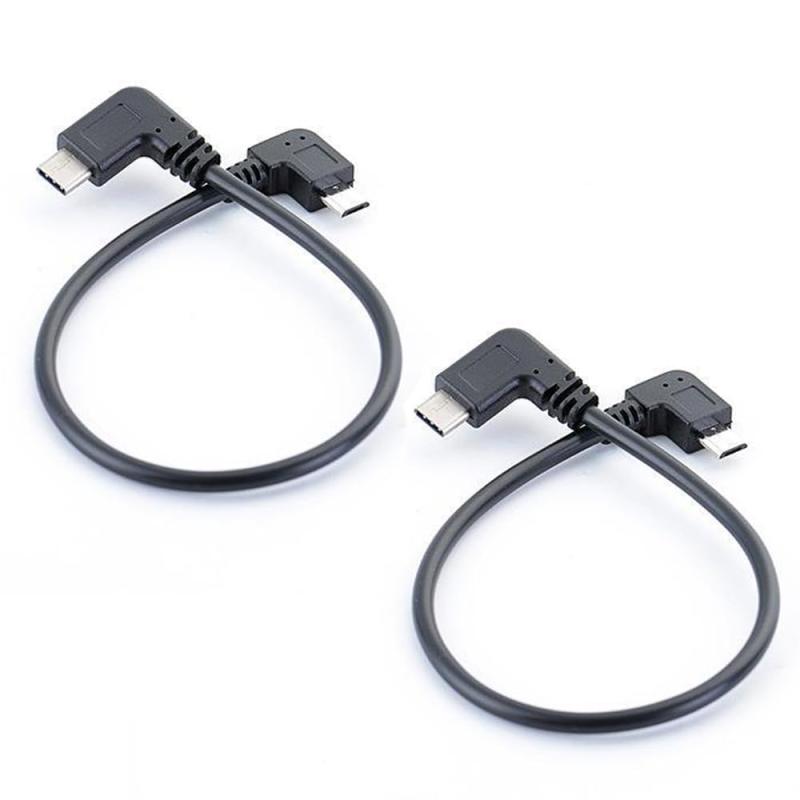 2個 Type-C - micro5p OTG データケーブル Android フォンから DAC ヘッドフォン アンプへのデコード CからマイクロUsbケーブル90度マイクロ5ピンオスからUsbCオス延長 送電線