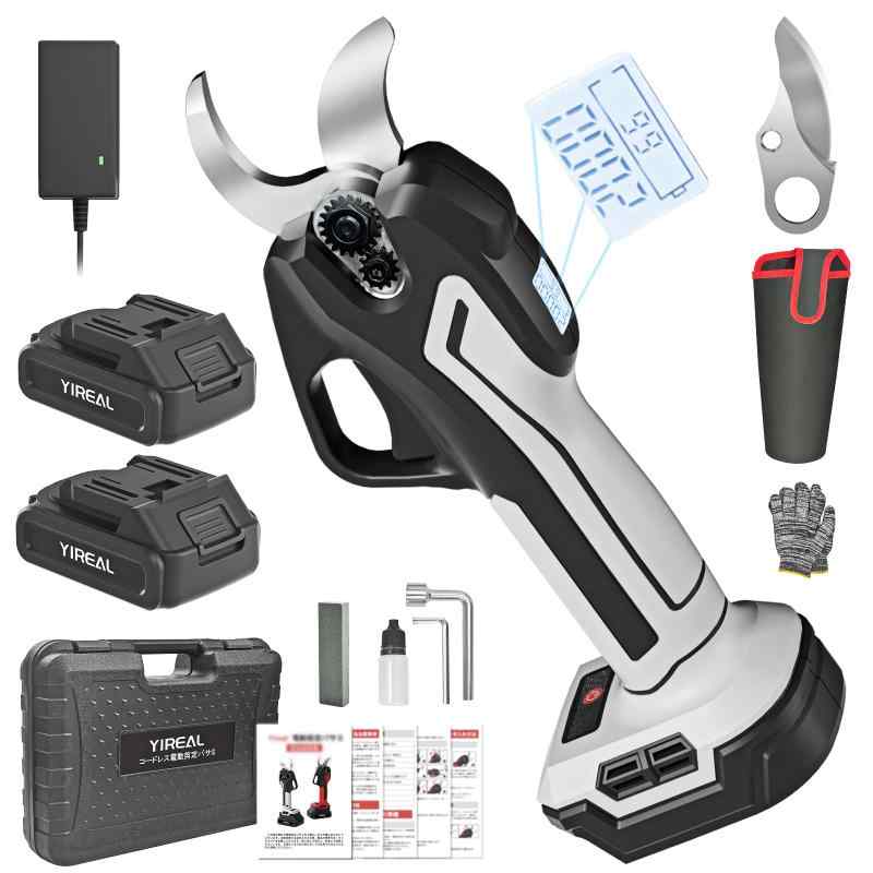 電動剪定バサミ 電動バサミ 園芸用はさみ 32mm切断径PSE取得済み互換バッテリー ブラシレスモーター搭..