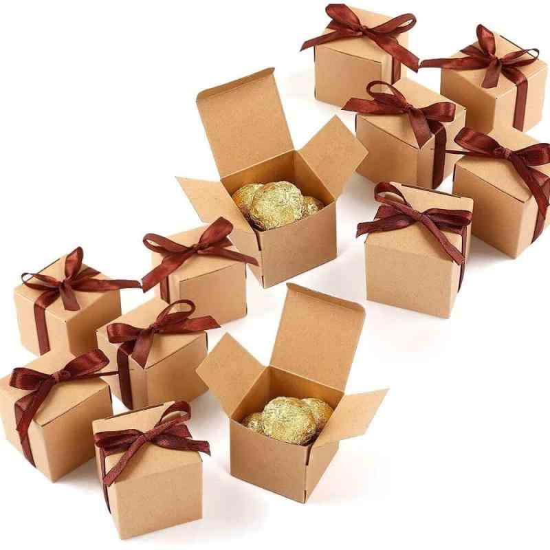 50pcsギフトボックス 正方形 小5.5cm 無地 クラフト お菓子 箱 ボックス 包装 箱 チョコ 小物入れ 組立式 ル シンプル