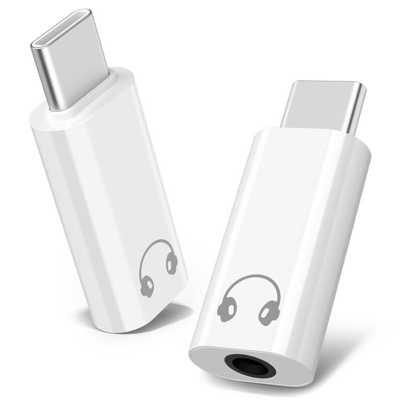 2個USB C-3.5mm イヤホンジャック 変換アダプター DAC搭載 3極/4極/TRRS対応 Type Cヘッドセット変換 Hi-Fi音質 USB C(オス) to 3.5mm(メス) 音楽/通話/音量調節 iPhone 17/ Galaxy S2