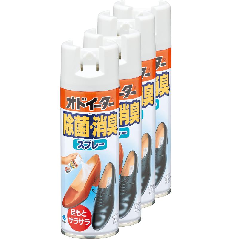 オドイーター まとめ買い 靴 消臭スプレー 除菌 消臭 180ml×4個 小林製薬靴特有の強い悪臭を中和しますニオイの原因となる、カビやばい菌を除菌し、靴の中を清潔に保ちます 全ての菌を除菌するわけでは白くならないサラサラパウダーの働きで靴の中はいつも爽快ドライなアルコールベースのスプレーですのでべたつきません