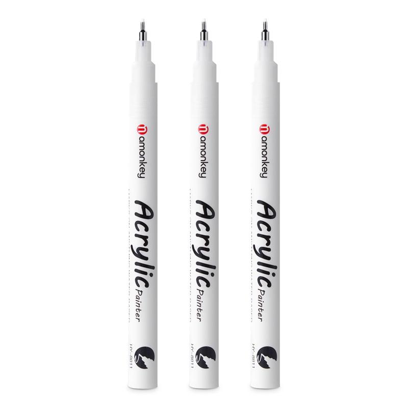 白ペン 金銀白 マーカー 3本 耐水 水性 アクリルペン ハイライトペン イラスト 漫画 布 石 セラミック ガラス 木材 金属用(3.0)