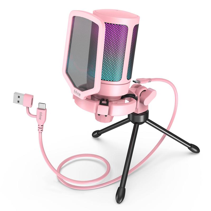 USB コンデンサーマイク RGBライティング カーディオイド指向性 プラグ＆プレイ パソコン/プレステマイク USB-C→USB-Aケーブル付き ワンタッチミュート YouTube Skype Discord Zoom 録音 ゲーム実