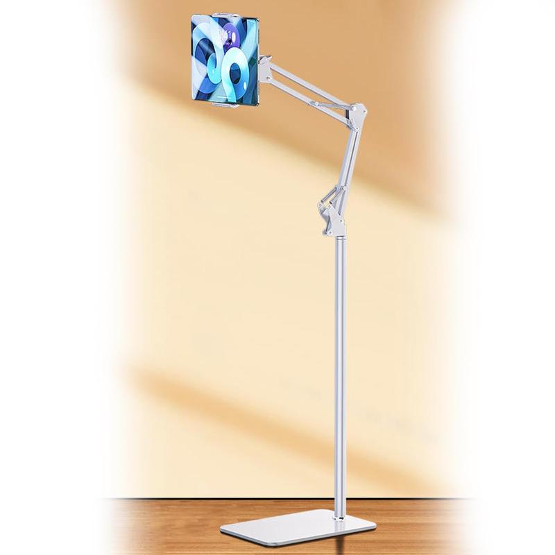 タブレットスタンド タブレットフロアスタンド タブレット アーム スタンド スマホ ホルダー 360度回転 高さ調節 折り畳み式 フレキシブルアーム 寝ながら 固定ノブ付き 根元強化 下垂防止