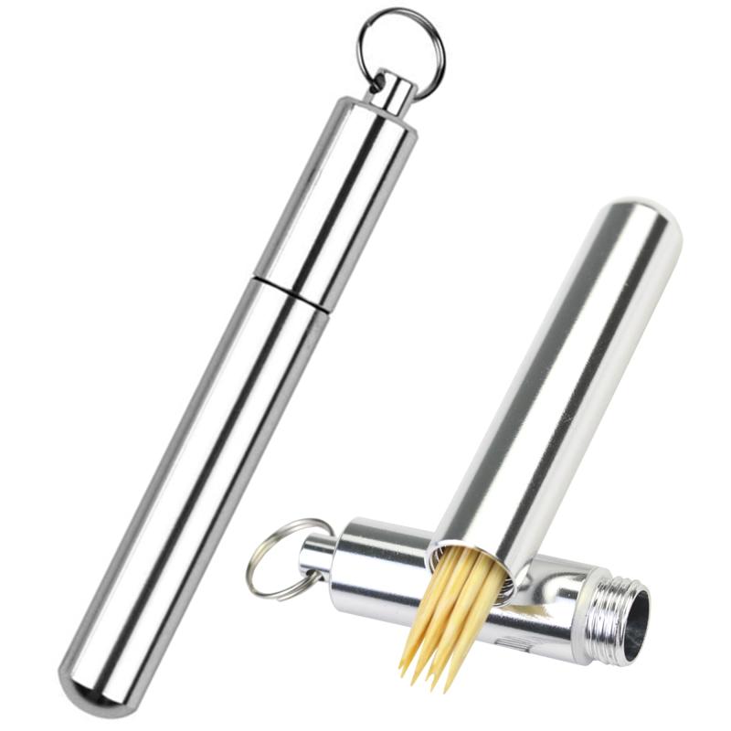 防水アルミ合金爪楊枝ケース 2個セット ポータブル収納ケース つまようじ入れ 軽量メタルケース アウトドア・旅行用 アルミニウム製 薬入り収納容器