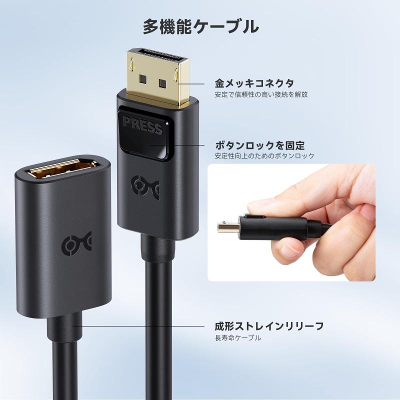 金メッキDisplayPortオス-メス延長アダプター。