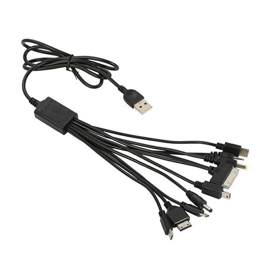 マルチ充電ケーブル 10in1 USB充電器接続 携帯電話 スマートフォン iPhone Android タブレット Bluetoothスピーカー MP3プレーヤー データ転送 急速充電 高速充電 万能ケーブル 多機能 充電コード ガジェット 旅行 出張 車内 オフィス 便利グッズ ケーブル 長さ 100cm tsunagu2017-10131670 TsuNaGu2017 パッケージ画像