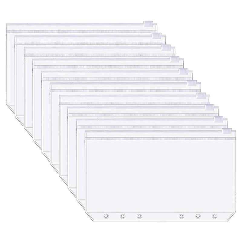 Rakuten - 10 個バインダーポケット A5/A6 クリアバインダー 6穴 透明ジッパー式ファイル袋 防水 PVC ルーズリーフ 書類ファイリングバッグ リフィル 差し替え 多功能 文房具 小物収納 整理収納 紛失防止